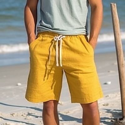 Men's Shorts Linen Shorts Summer Shorts Drawstring Elastic Waist Straight Leg Plain Comfort Breathable Short Casual Daily Holiday Linen Cotton Blend Fashion Classic Style Yellow miniinthebox Men's Shorts Linen Shorts Summer Shorts Drawstring Elastic Waist Straight Leg Plain Comfort Breathable Short Casual Daily Holiday Linen Cotton Blend Fashion Classic Style Yellow miniinthebox
