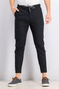 Mens Carrot Fit Drawstring Pants  Black