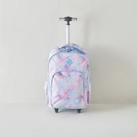 SAMI STUDIO Floral Print Trolley Backpack with Zip Closure - 43x32x18 cms