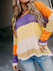 Round Neck Color Block Long Sleeve Knit Pullover
