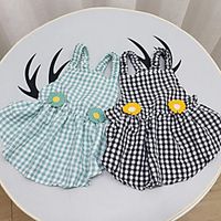 Dog Cat Dress Plaid Flower Basic Adorable Cute Casual  Daily Dog Clothes Puppy Clothes Dog Outfits Breathable Black Green Costume for Girl and Boy Dog Cotton Fabric S M L XL XXL Lightinthebox - thumbnail