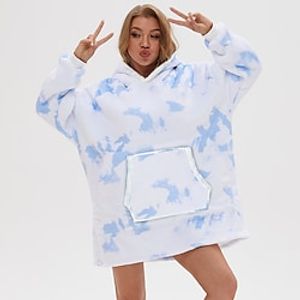 Adults' Hoodie Christmas Pajamas Oversized Hoodie Blanket Cartoon Santa Claus Printing Onesie Pajamas Flannel Cosplay For Men and Women Christmas Animal Sleepwear Cartoon Festival  Holiday Costumes Lightinthebox