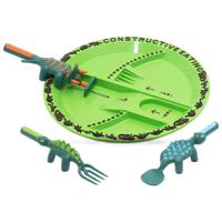 Eazy Kids Eating Plate With Spoon Fork & Pusher - Dinosaur