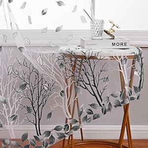 Sheer Curtains White Lace Window Curtains Farmhouse For Living Room Bedroom,Voile Curtain Rod Pocket Vintage French Embroidered Curtain Drapes 1 Panel miniinthebox