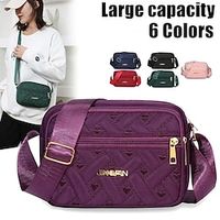 Women's Crossbody Bag Shoulder Bag Hobo Bag Oxford Cloth Outdoor Daily Holiday Zipper Large Capacity Waterproof Lightweight Solid Color Black Pink Red Lightinthebox - thumbnail