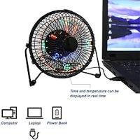 Usb Fans Clock Temperature Adjustable Portable Mute Silent Fan Car Desk 4 Inch Iron Art Fans Lightinthebox - thumbnail