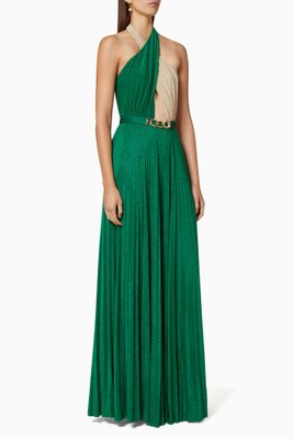 Laminated Jersey Maxi Dress