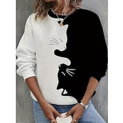 Cat Hoodie Cartoon Manga Anime Graphic Hoodie For Men's Women's Unisex Adults' 3D Print 100% Polyester Party Casual Daily Lightinthebox