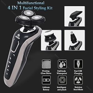 High Quality Electric Shaver Waterproof Fast Charging Men's Shaver Rechargeable Electric Razor Beard Trimmer Shaving Machine Lightinthebox