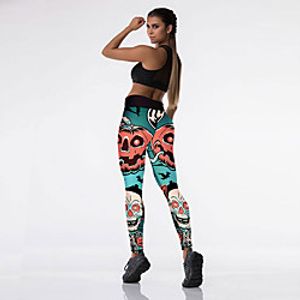 Women's High Waist Yoga Pants Cropped Leggings Tights Tummy Control Butt Lift Quick Dry Halloween Green Black BlackWhite Yoga Fitness Gym Workout Summer Sports Activewear High Elasticity Skinny Lightinthebox