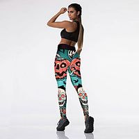 Women's High Waist Yoga Pants Cropped Leggings Tights Tummy Control Butt Lift Quick Dry Halloween Green Black BlackWhite Yoga Fitness Gym Workout Summer Sports Activewear High Elasticity Skinny Lightinthebox - thumbnail