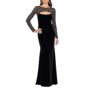 Sheath  Column Evening Gown Elegant Dress Formal Floor Length 34 Length Sleeve Jewel Neck Stretch Fabric with Rhinestone Beading 2023 Lightinthebox