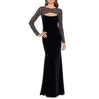 Sheath  Column Evening Gown Elegant Dress Formal Floor Length 34 Length Sleeve Jewel Neck Stretch Fabric with Rhinestone Beading 2023 Lightinthebox - thumbnail