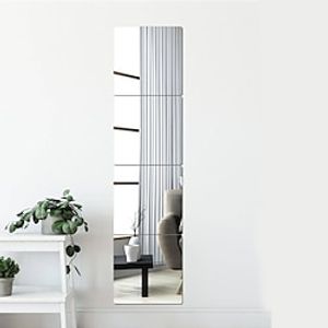 4pcs Square Mirror Surface Wall Sticker Silver Plastic Decorative Mirror Sticker For Home Decor 2222cm miniinthebox