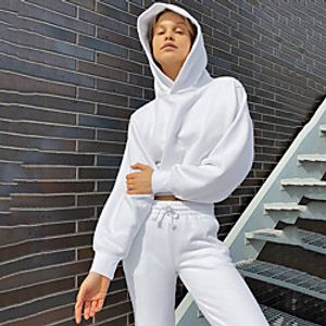 Women's 2 Piece Tracksuit Sweatsuit Casual Athleisure 2pcs Winter Long Sleeve Moisture Wicking Breathable Soft Fitness Gym Workout Running Jogging Training Sportswear Solid Colored Hoodie Track pants Lightinthebox