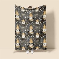 Christmas Penguin Cartoon Super Soft Blanket,Lightweight Novelty Flannel Throw Blankets Warm  All Seasons Room Decoration Gifts Home Decor Lightinthebox - thumbnail
