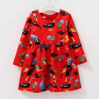 Bird Printed Girls Party Dress - thumbnail