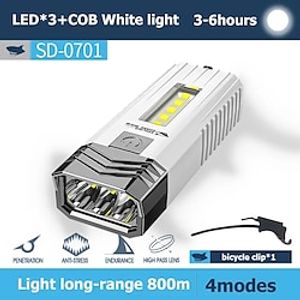 Rechargeable Waterproof Shark Flashlight - 3 LEDs High Power Outdoor Emergency Work Light  Camping Lantern for Bicycles miniinthebox