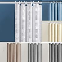 Waffle Shower Curtain with Hooks for Bathroom, Heavy Duty Fabric Shower Curtains with Waffle Weave Hotel Quality Bathroom Shower Curtains miniinthebox - thumbnail