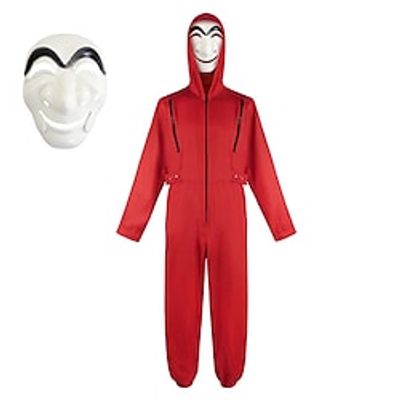 la casa de papel Money Heist Outfits Masquerade Men's Movie Cosplay Cosplay Red Leotard / Onesie Mask Halloween Masquerade Polyester miniinthebox