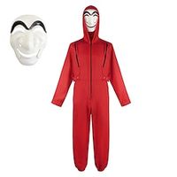 la casa de papel Money Heist Outfits Masquerade Men's Movie Cosplay Cosplay Red Leotard / Onesie Mask Halloween Masquerade Polyester miniinthebox - thumbnail