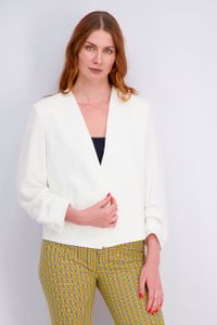 Womens Ruched-Sleeve Open-Front Blazer  Blanc