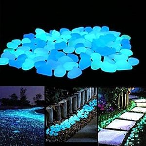 100Pcs Garden Decor Luminous Stones Glow In Dark Decorative Pebbles Pebble Rocks Outdoor Fish Tank Aquarium Decorations miniinthebox