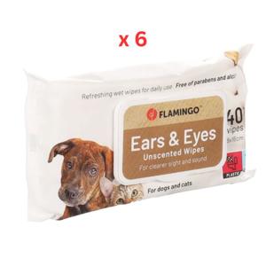 Flamingo Reini Ears & Eyes Unscented Cat & Dog Pet Wipes 40pcs Pack Of 6