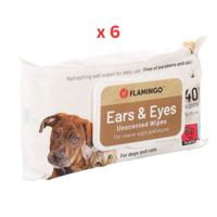 Flamingo Reini Ears & Eyes Unscented Cat & Dog Pet Wipes 40pcs Pack Of 6