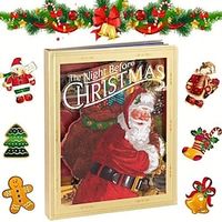 Night Before Christmas Pop-Up Book with Light  Sound, Flashlight Santa Set, 3D Illustration Board Book, Christmas Music Storybook Picture Books miniinthebox - thumbnail