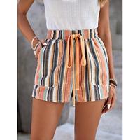 Women's Shorts Polyester Striped Orange Casual Daily Short Going out Weekend Summer Lightinthebox