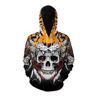 Inspired by Halloween Skull Anime Cartoon Print 3D Harajuku Graphic Hoodie For Women's Men's Unisex Couple's miniinthebox - thumbnail