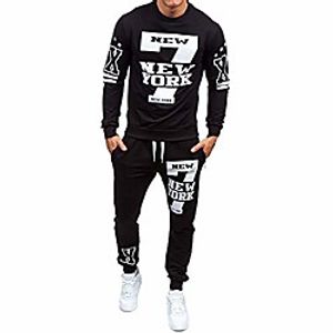 mens autumn winter sweatshirt top pants sets sports suit tracksuit 2020 running jogging sports pants(black,small) miniinthebox