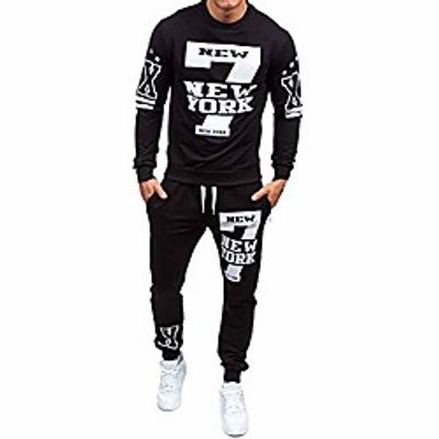 mens autumn winter sweatshirt top pants sets sports suit tracksuit 2020 running jogging sports pants(black,small) miniinthebox