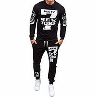 mens autumn winter sweatshirt top pants sets sports suit tracksuit 2020 running jogging sports pants(black,small) miniinthebox - thumbnail