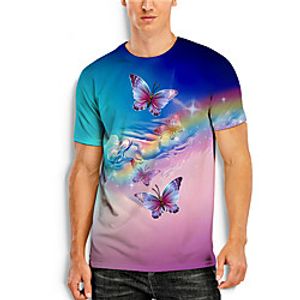Men's Tee T shirt 3D Print Butterfly Graphic Prints Print Short Sleeve Daily Tops Casual Designer Big and Tall Purple Lightinthebox