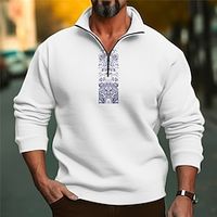 Men's Sweatshirt Quarter Zip Sweatshirt Black White Blue Khaki Half Zip Color Block Sports  Outdoor Daily Holiday Streetwear Basic Casual Spring   Fall Clothing Apparel Hoodies Sweatshirts  Lightinthebox - thumbnail