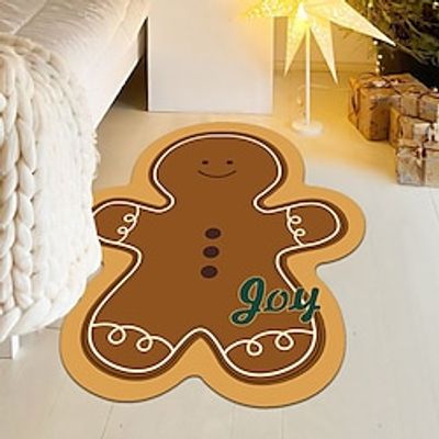 Christmas Gingerbread Man Rug Tree Shape Decorative Carpet Area Rug Living Room Sofa Non Slip Floor Mat Entrance Mat Entrance Foot Mat miniinthebox