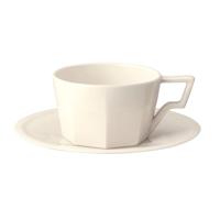 Kinto Oct Cup & Saucer 220ml - White - thumbnail