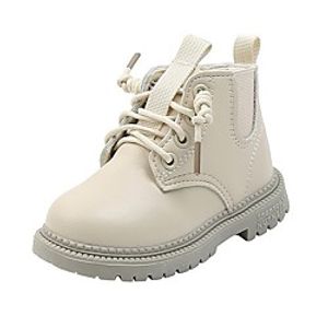 Boys' Girls' Boots Bootie Leather PU Portable Casual / Daily Martin Boots Little Kids(4-7ys) Big Kids(7years ) Wedding Party Party  Evening Walking Indoor Split Joint Black Beige Fall Winter miniinthebox