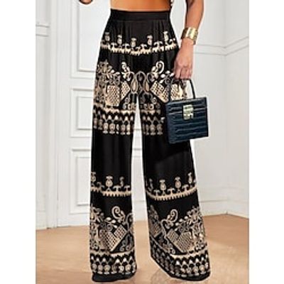 Women's Wide Leg Pants Trousers Black Blue Fashion Casual Daily Wide Leg Full Length Comfort Graphic S M L XL XXL Lightinthebox