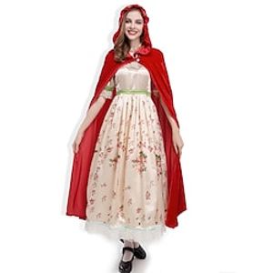 Fairytale Little Red Riding Hood Outfits Women's Movie Cosplay Cosplay Red Dress Cloak Halloween Masquerade Polyester Lightinthebox