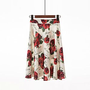 Women's Vacation Casual / Daily Casual Streetwear Swing Calf-Length Skirts Floral / Botanical Graphic Pleated Print Blue Wine White / Loose miniinthebox