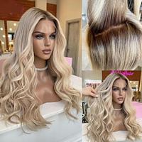 Unprocessed Virgin Hair 13x4 Lace Front Wig Middle Part Brazilian Hair Wavy Multi-color Wig 130% 150% Density Ombre Hair Natural Hairline 100% Virgin Glueless Pre-Plucked For Women Long Human Hair Lightinthebox