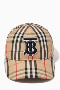 Monogram Motif Baseball Cap in Check Cotton