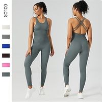 Women's Jumpsuit Backless High Waist Solid Color Stand Collar Bodycon Sport Regular Fit Sleeveless Pink Blue Brown S M L Summer Lightinthebox - thumbnail