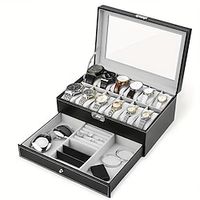 Watch Storage Box Double Layer Leather Storage Box Wear-ResistantJewelry Storage Box With 12 Slot for Men Women miniinthebox - thumbnail