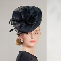 Fascinators Kentucky Derby Hat Headwear Nonwoven Sinamay Saucer Hat Top Hat Wedding Tea Party Elegant Wedding With Feather Splicing Headpiece Headwear Lightinthebox