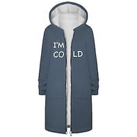 Women's Long Coat Hoodie Jacket Warm Zipper Hooded Coat with Pocket Outerwear Long Sleeve Fall Pink-I'm Cold Lightinthebox - thumbnail