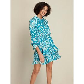 Paisley Skater Print Long Sleeve Petticoat Included Mini Shirt Dress